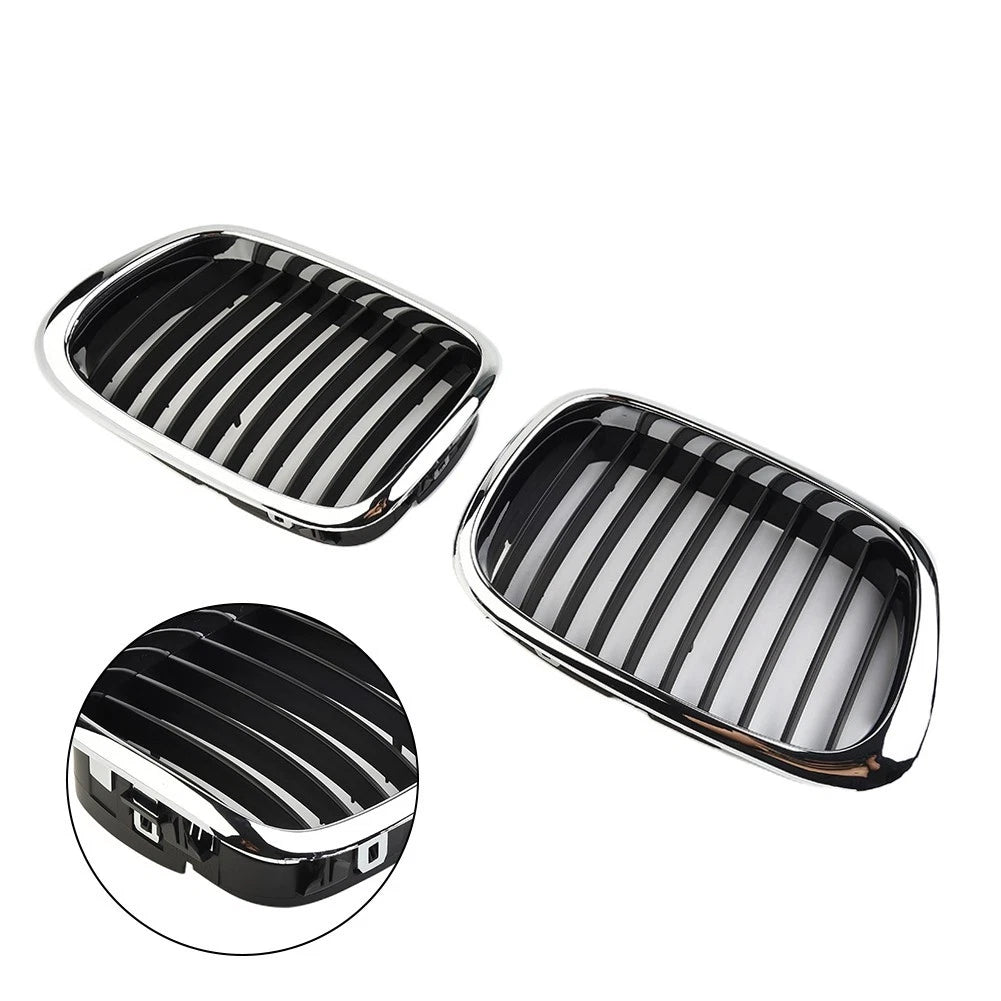 Set of 2 Front Chrome Black Grille for BMW 5 Series E39 (1997–2003)