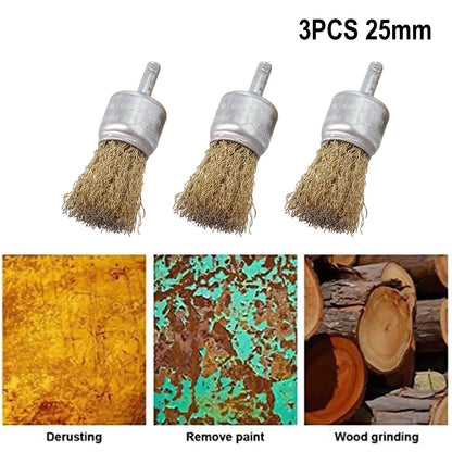 3X 25mm Brass Wire Brush End Wire Brushes for Automotive Cleaning Tools