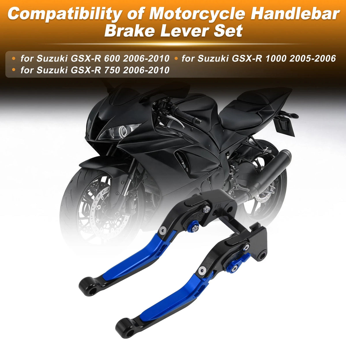 Brake Clutch Levers for Suzuki GSX-R 600 (2006–2010) Black Head Blue Handle