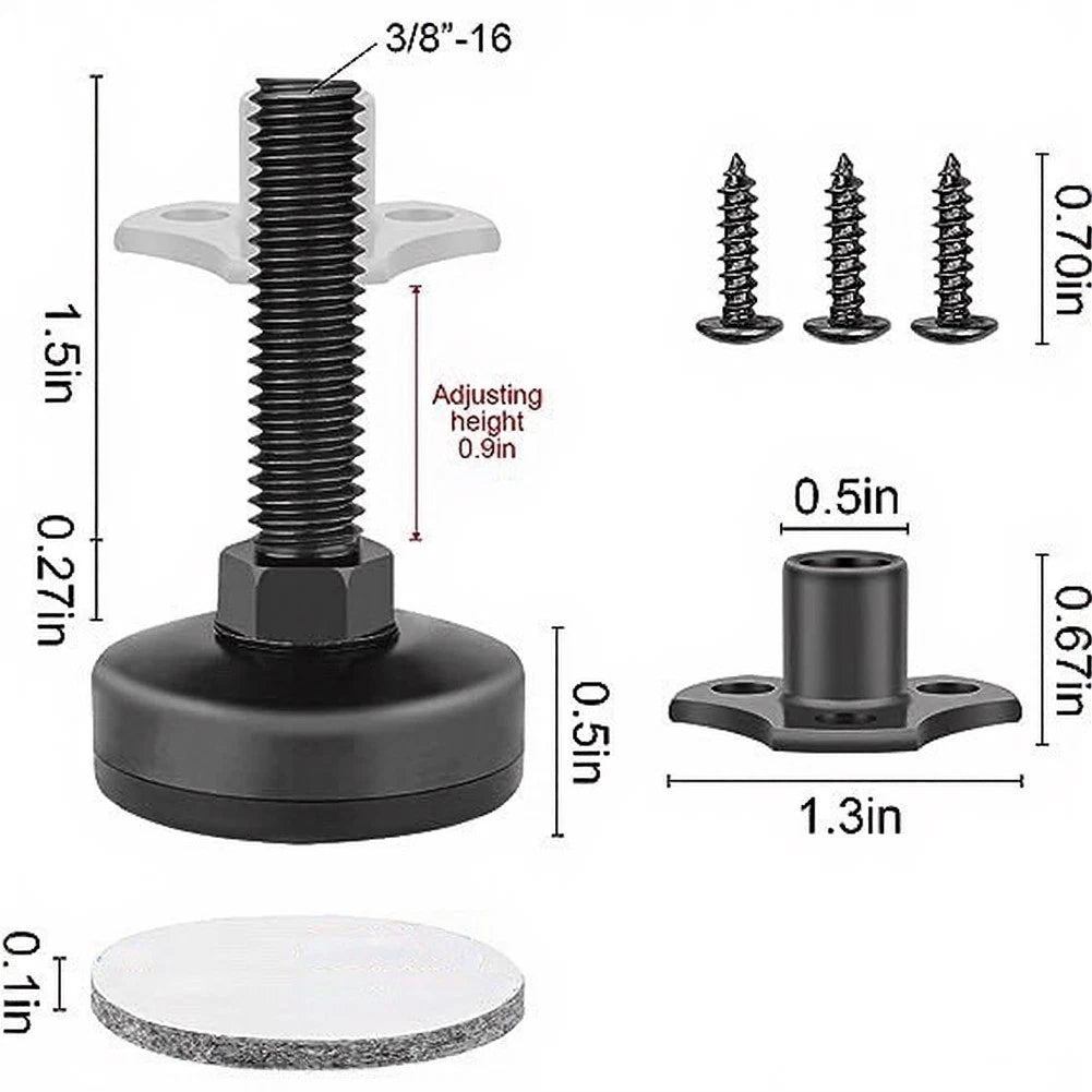 3/8 Thread Leveling Feet Set of 4 with 2.2 Wide Base for High Density Pads