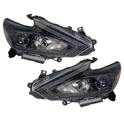 Left & Right Headlights Pair for Nissan Altima (2016–2018) Chrome Factory Style