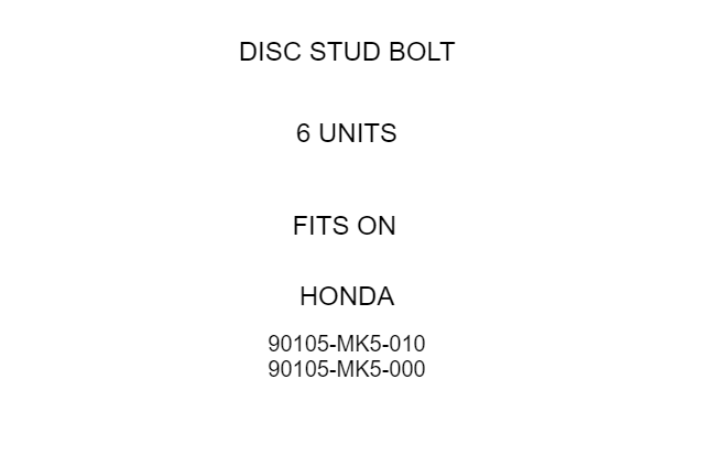 Disc Stud Bolt Replacement for Honda (2000–2005)