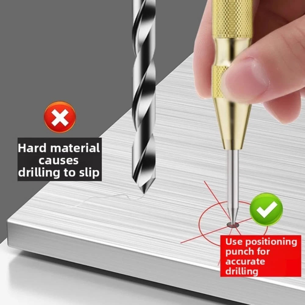 One Handed Automatic Center Punch Tool for Metal Wood Plastic Applications