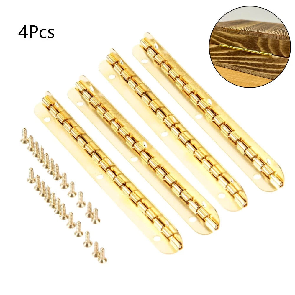 Set of 4 Gold Interior Hinges for Wooden Box Cabinet Hardware (100mm)