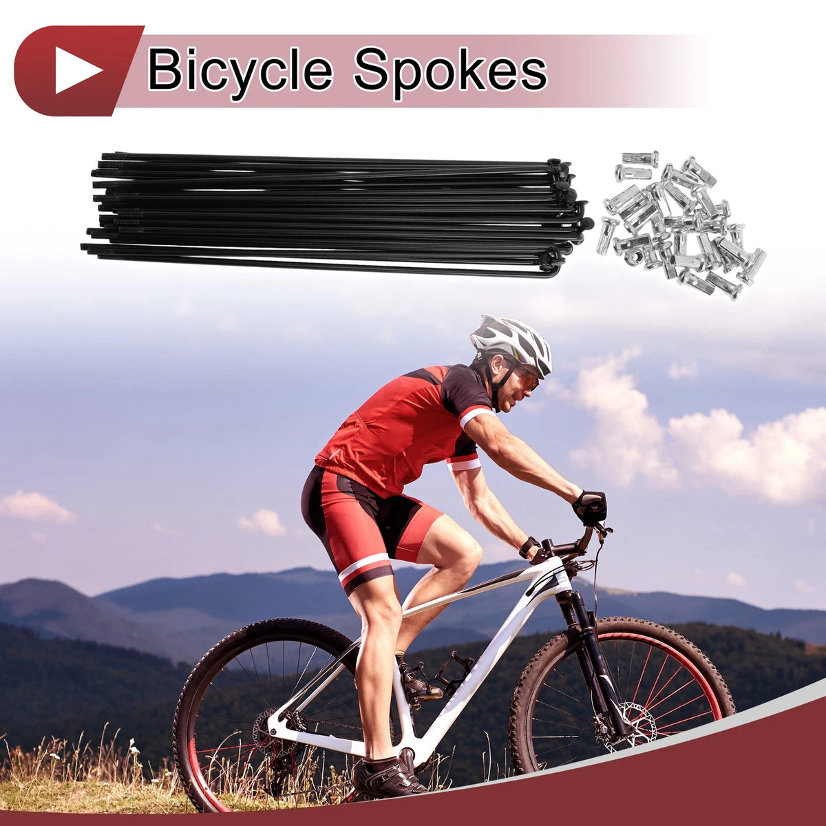 Bike Wheel Spokes 163 mm Carbon Steel Black Replacement Set for 12G (28)
