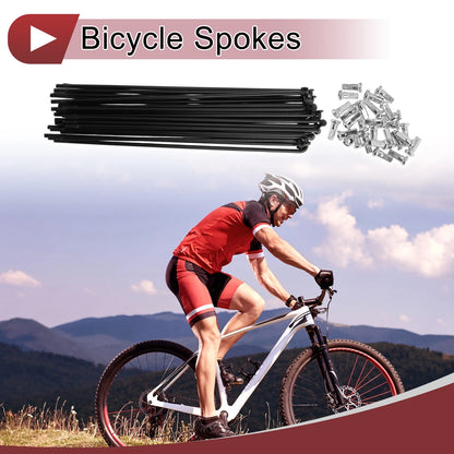 Bike Wheel Spokes 163 mm Carbon Steel Black Replacement Set for 12G (28)