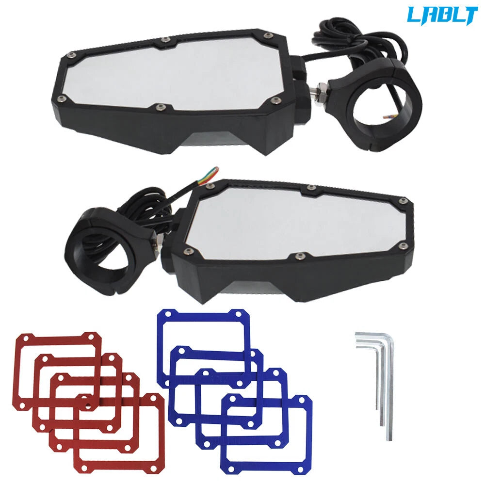 Set of 2 LED Side Mirrors for Polaris RZR (1.75"-2" Roll Cage)