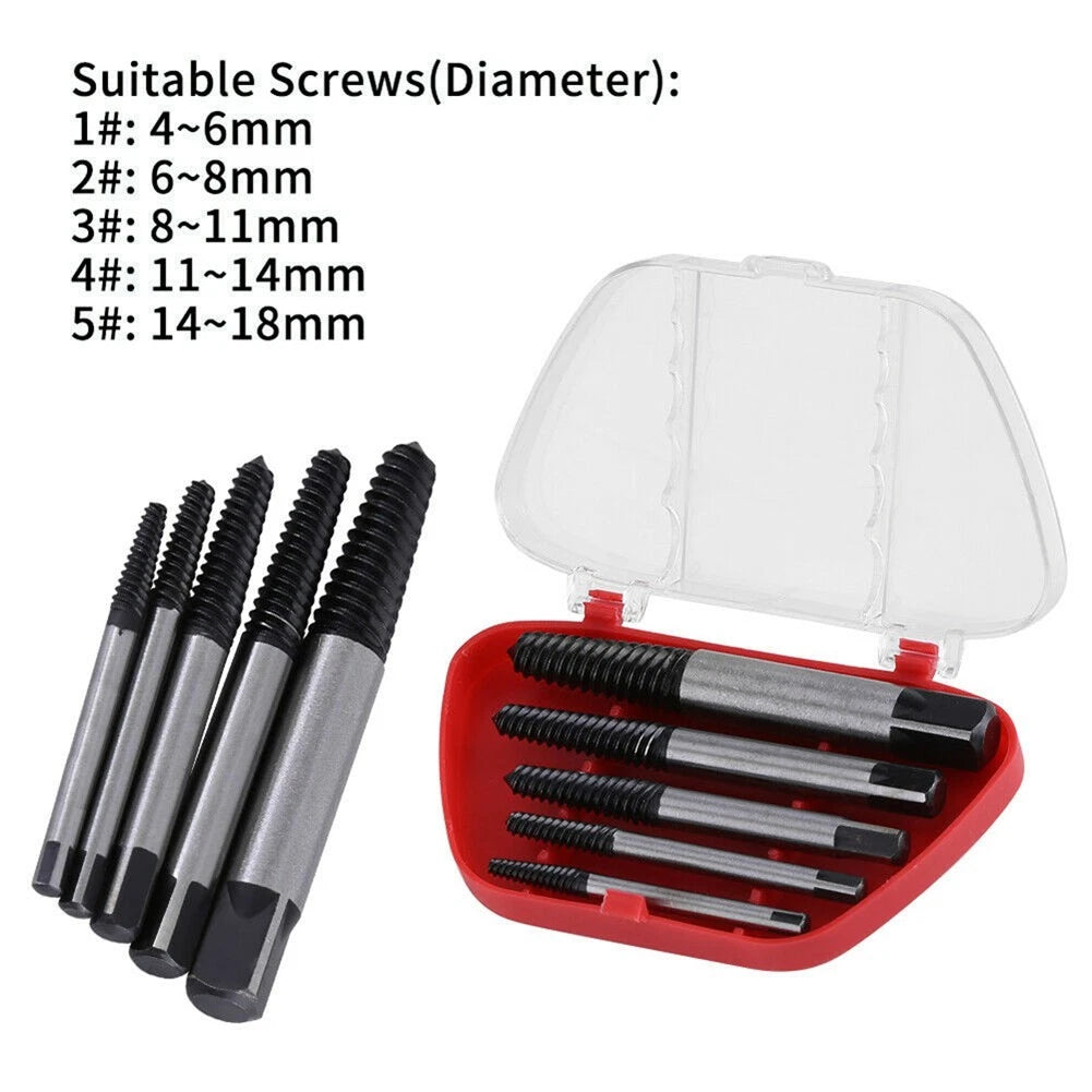 5pcs Screw Extractor Set with Storage Box for Automotive Repairs