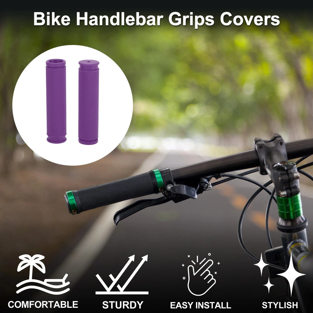 Bike Handlebar Grip Covers 125mm Soft End Grips Protector 1 Pair (Purple)