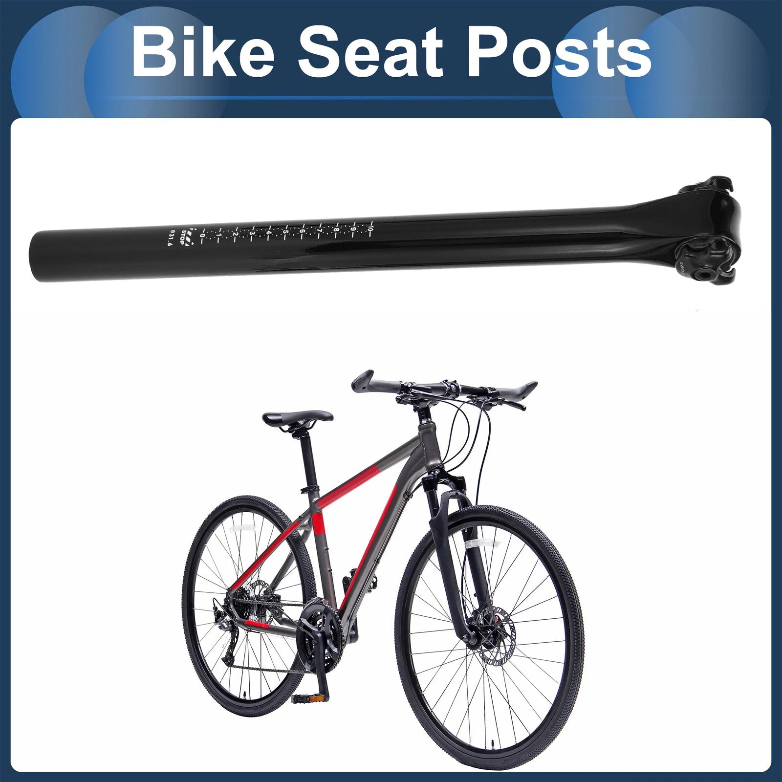 Seat Post Posts 31.6x400mm Lightweight Replacement for Bike Carbon Fiber