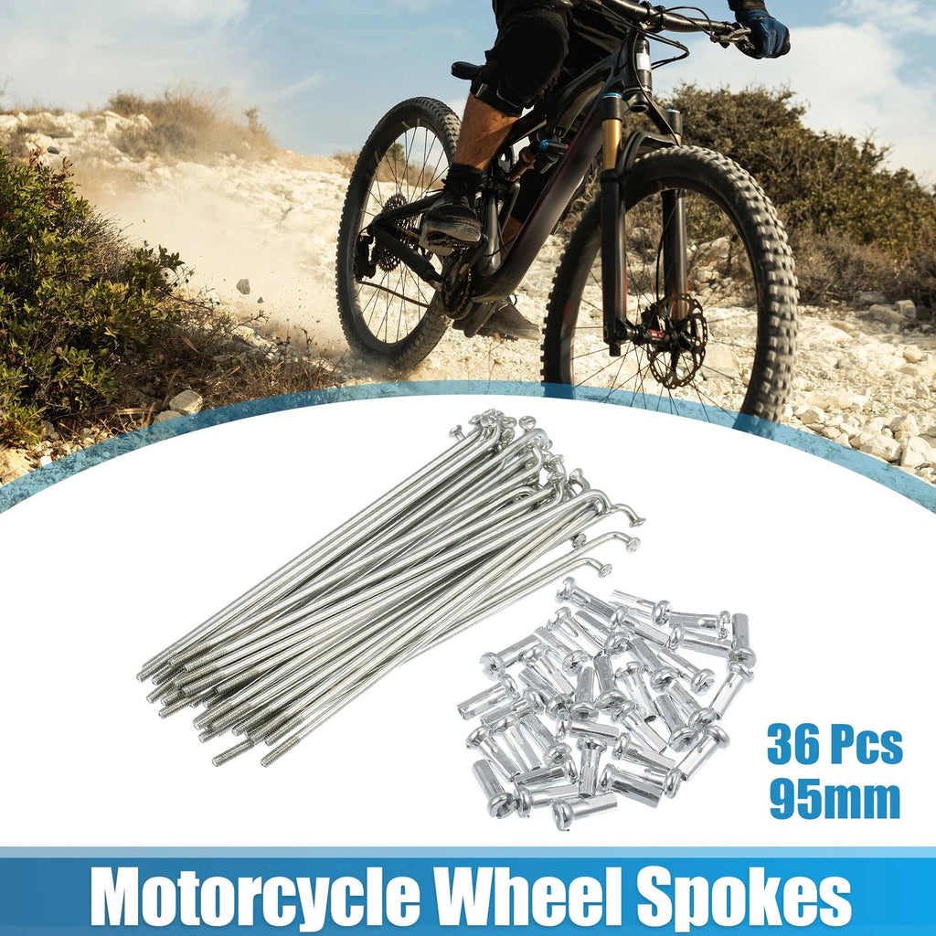 14G J Bend Bicycle Spokes Galvanized 95mm with Nipples (36 Pack)