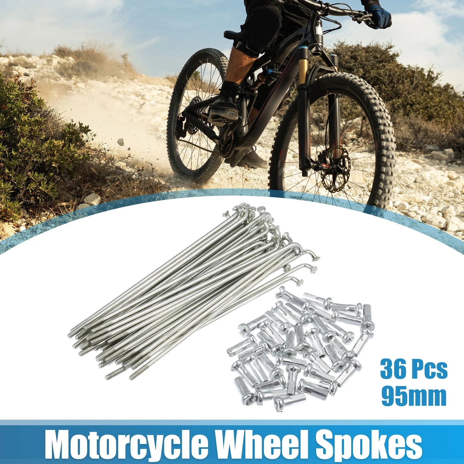 14G J Bend Bicycle Spokes Galvanized 95mm with Nipples (36 Pack)