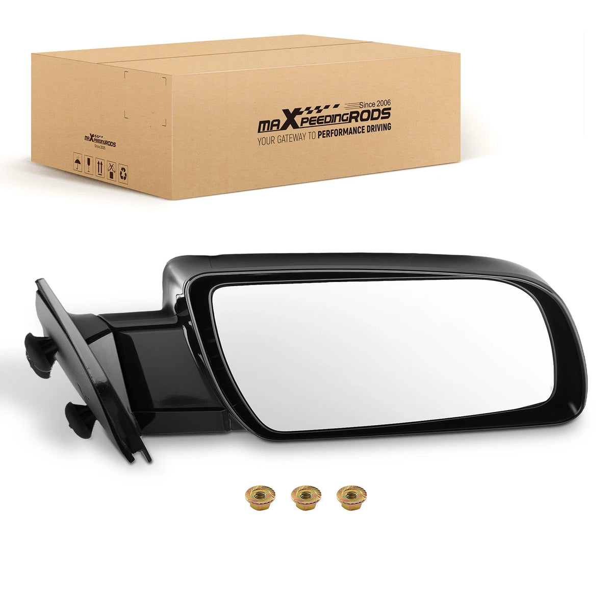 Right Door Mirror for Chevy C1500 (1988–2000) GM1321123 Non-Heated Black
