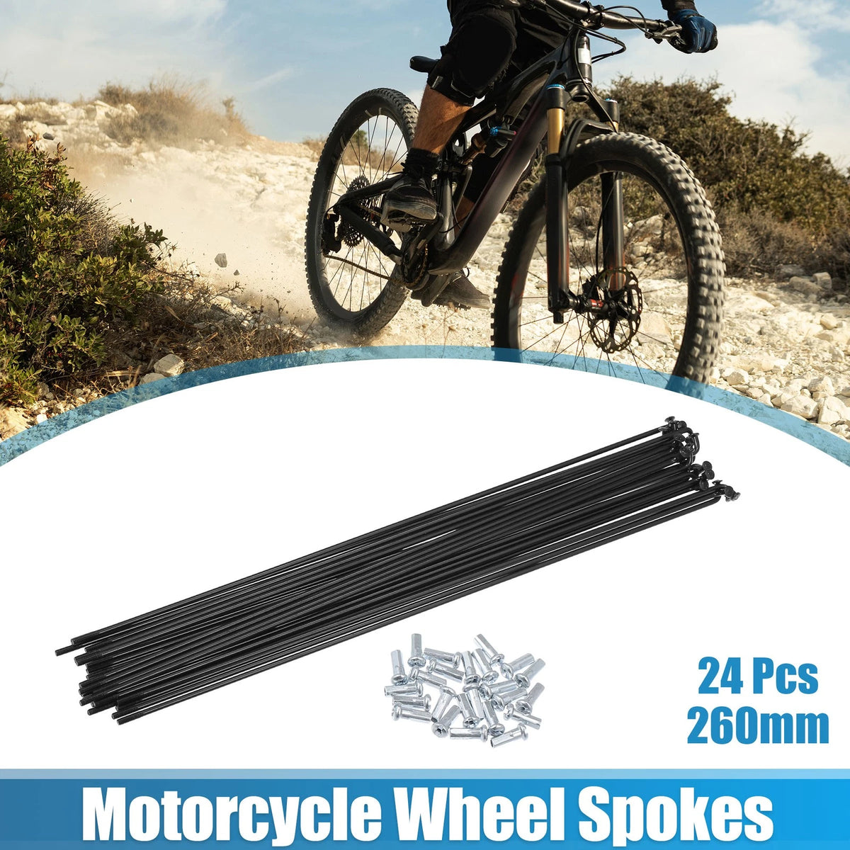 24pcs 13G J Bend Bicycle Steel Spokes with Nipples 260mm for Universal (1960–2025)