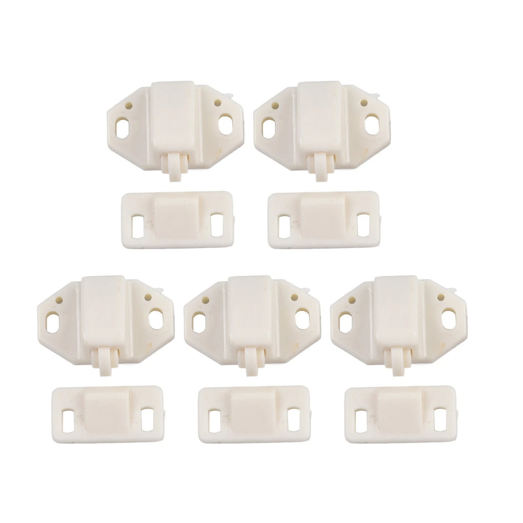 5pc Roller Catch for Furniture Cabinet Doors (White ABS)