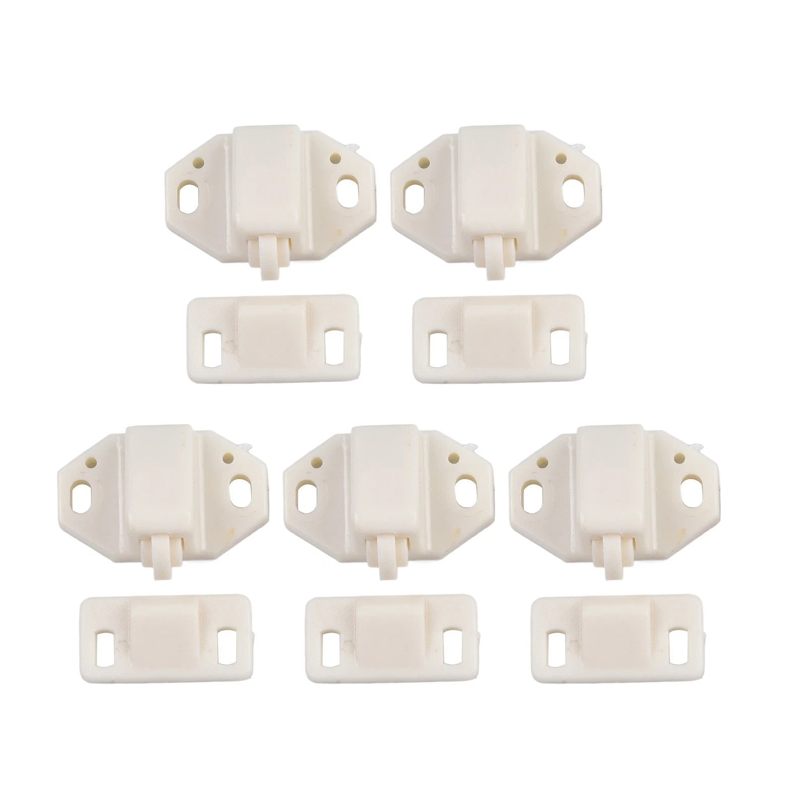 5pc Roller Catch for Furniture Cabinet Doors (White ABS)