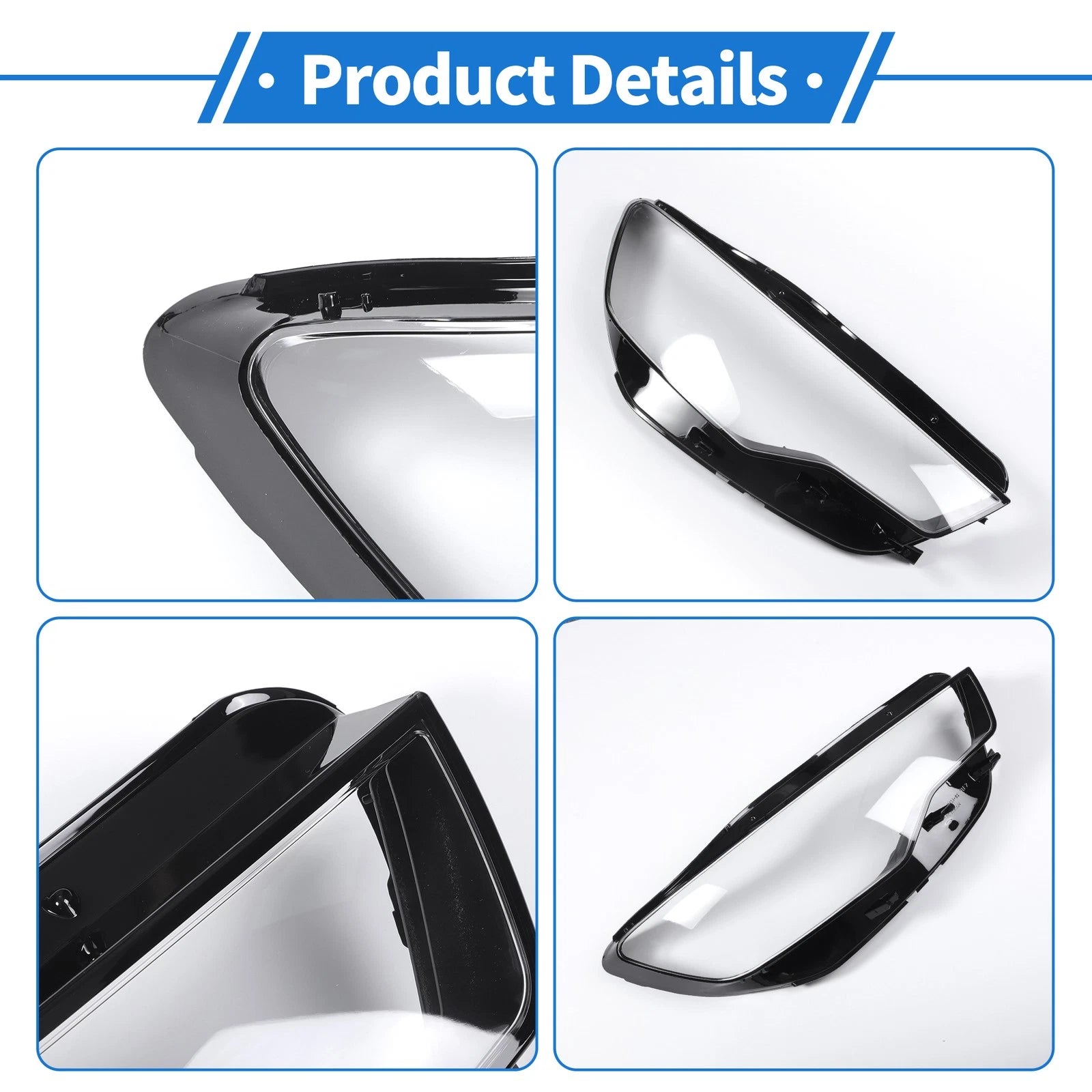 1 Pc Headlight Lens Cover for Audi A6 (2012–2014) Black Clear