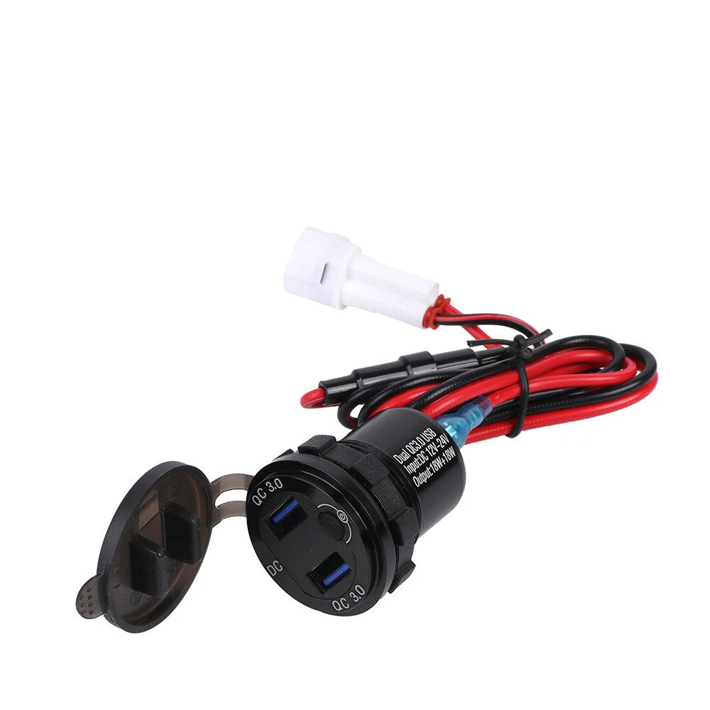 3.0 Quick Charger Dual USB Power Connector Socket for Yamaha Tenere 700 (2019–2024)