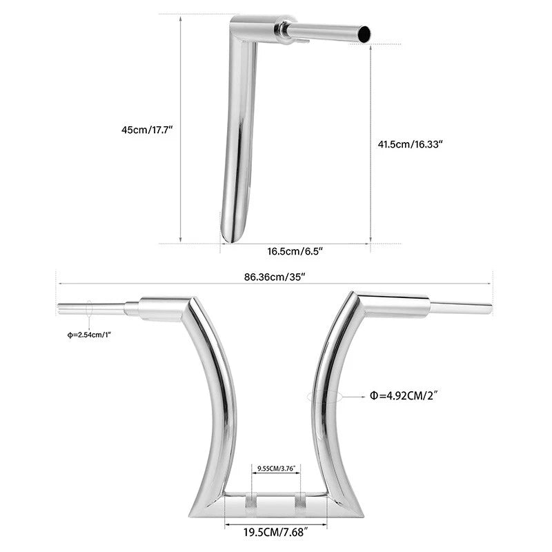 18" Ape Hanger Handlebar & 3.5" Risers for Harley Softail