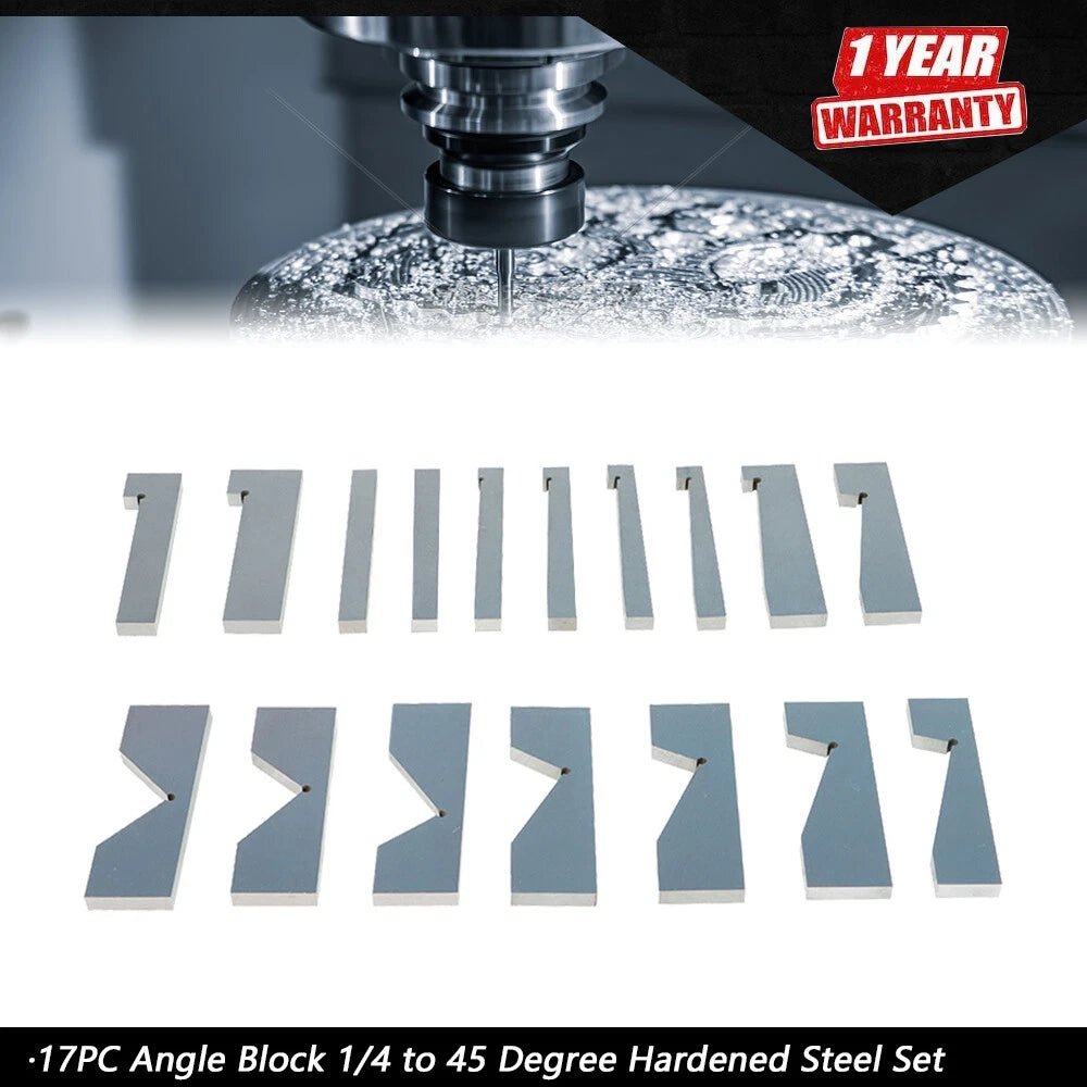 17 Pcs Precision Angle Block Set 1/4 to 45 Degree with Case