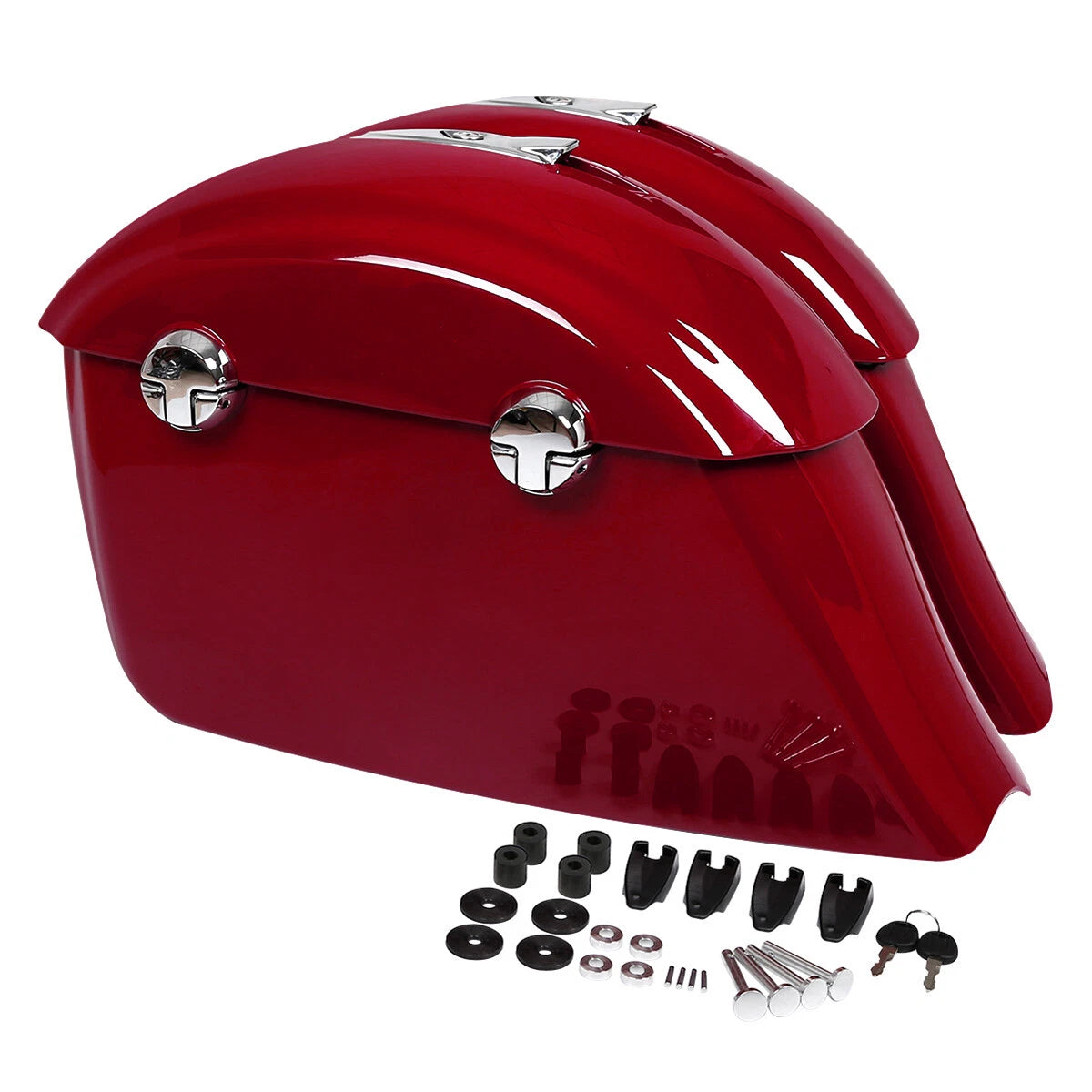 Red Saddlebag Electronic Latch Lid for Indian Chieftain Chief (2014–2020)