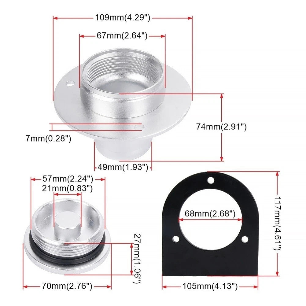 Fuel Tank Filler Cap for Remote Fit (Aluminum, Welded Bracket)