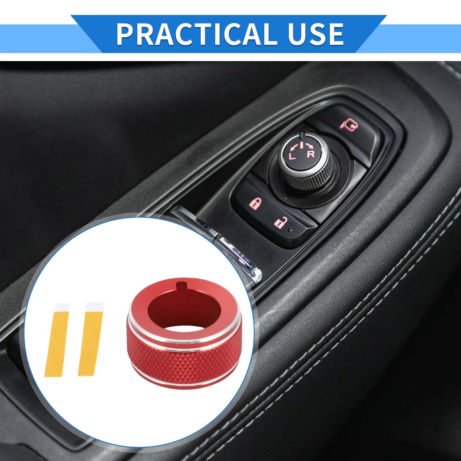 Rear View Mirror Adjust Switch Knob Cover for Subaru Forester (2019–2024) Red
