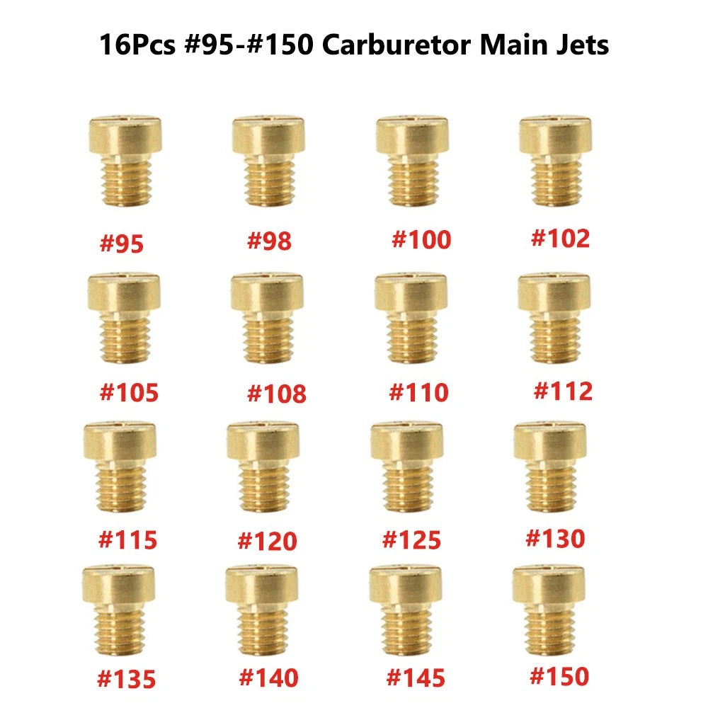 16Pc M5 Carburetor Main Jet Kit for Dellorto PHBG SHA (#95 - #150)
