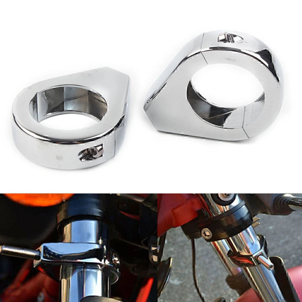 39mm Moto Mount Headlight Bracket Fork Clamp Turn Signal Clamp Chrome Universal