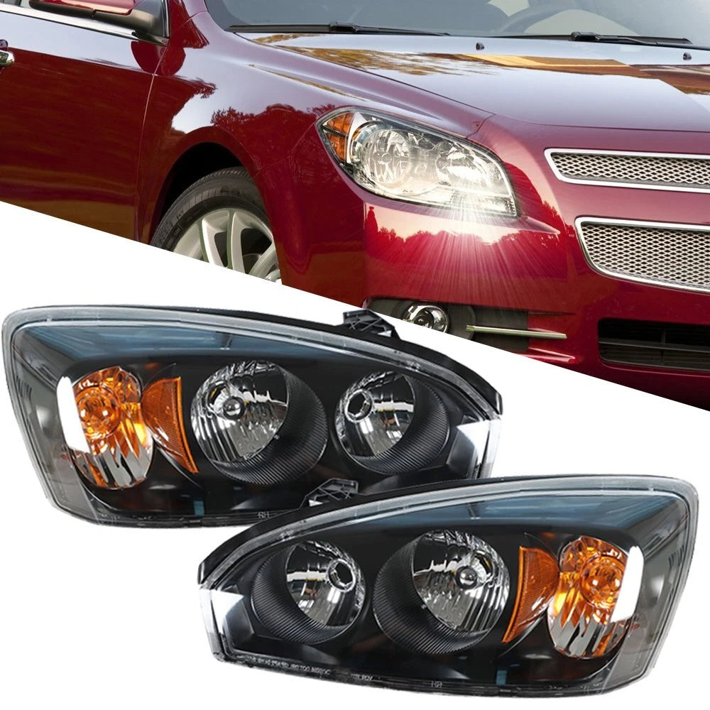 Headlight Housing Replacement Pair for Chevy Malibu (2004–2008) Black