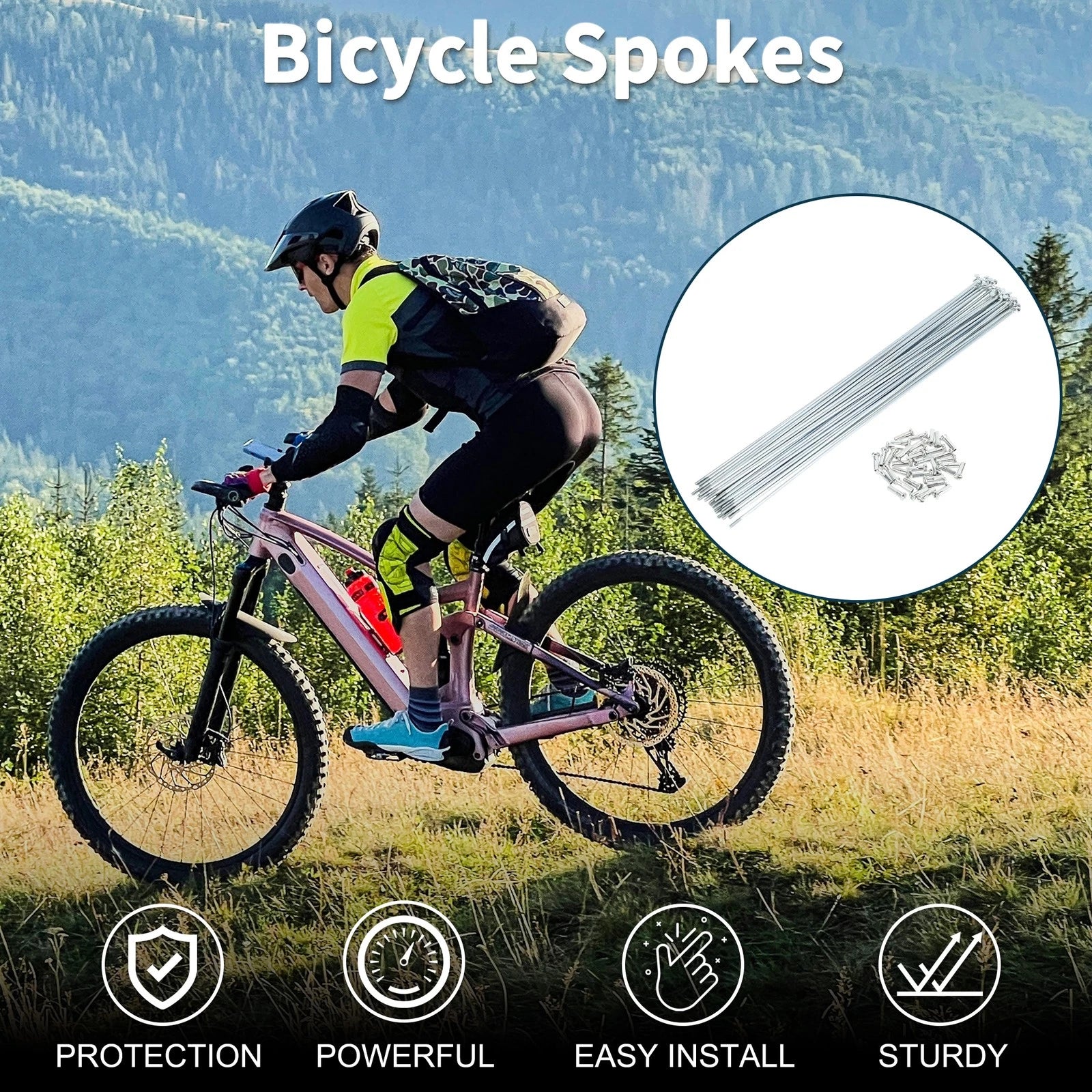 Bicycle Spokes Nipple Replacement Set 14G 265mm for Universal (Any Make)