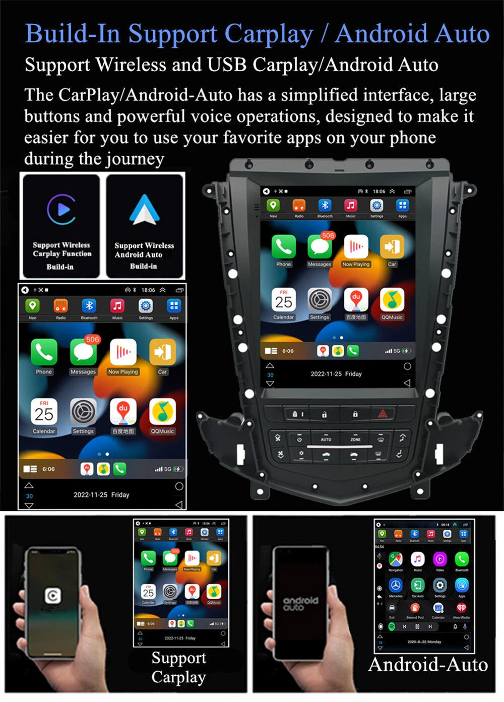 9.7" Android 11 Stereo Radio GPS FM Player for Cadillac SRX (2009–2012)