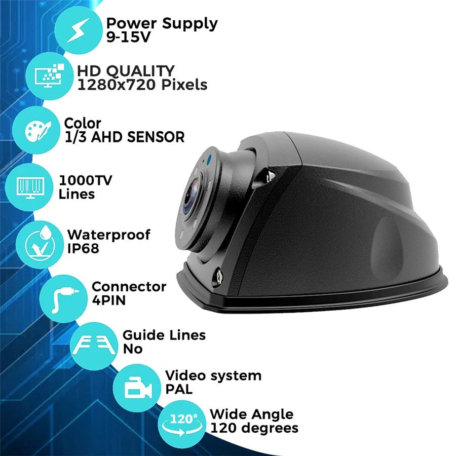 Heavy Duty Side View Camera for Truck (720P, IR Night Vision)