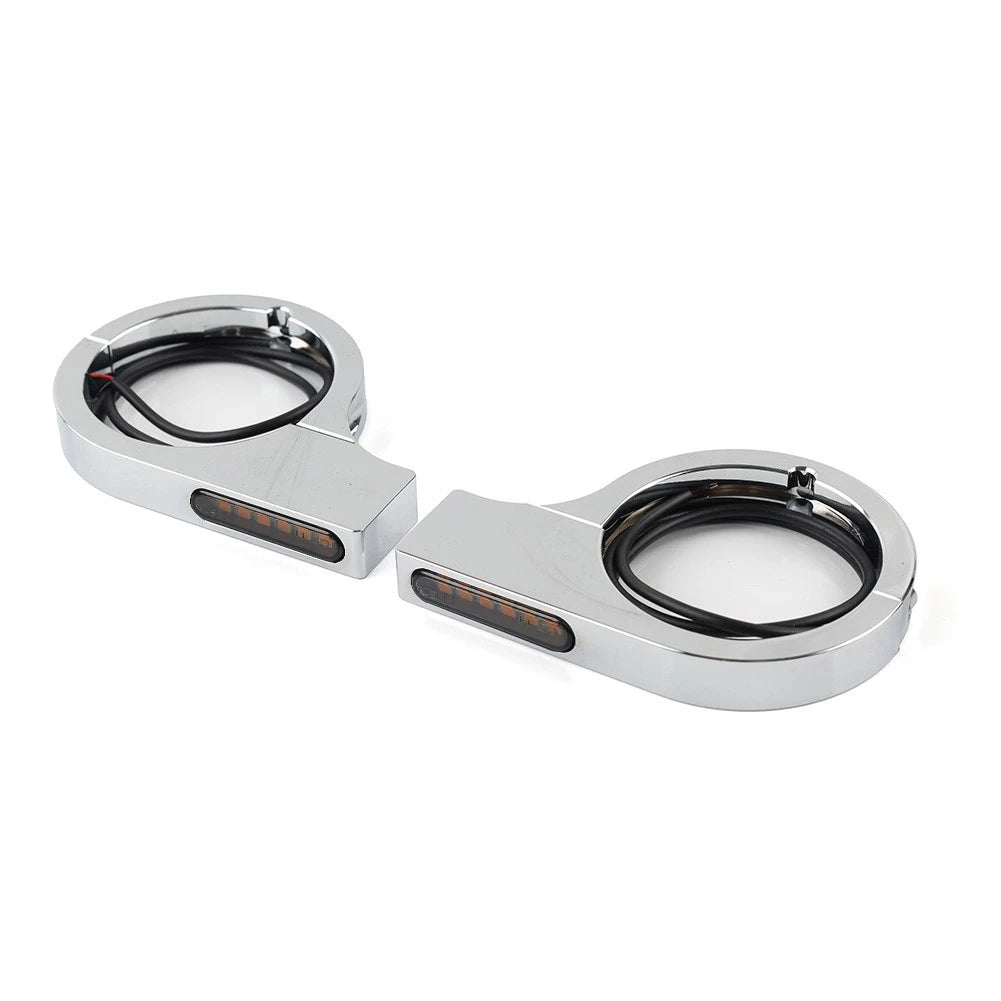 Chrome LED Fork Indicator Turn Signal Light for Harley Touring