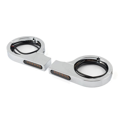Chrome LED Fork Indicator Turn Signal Light for Harley Touring