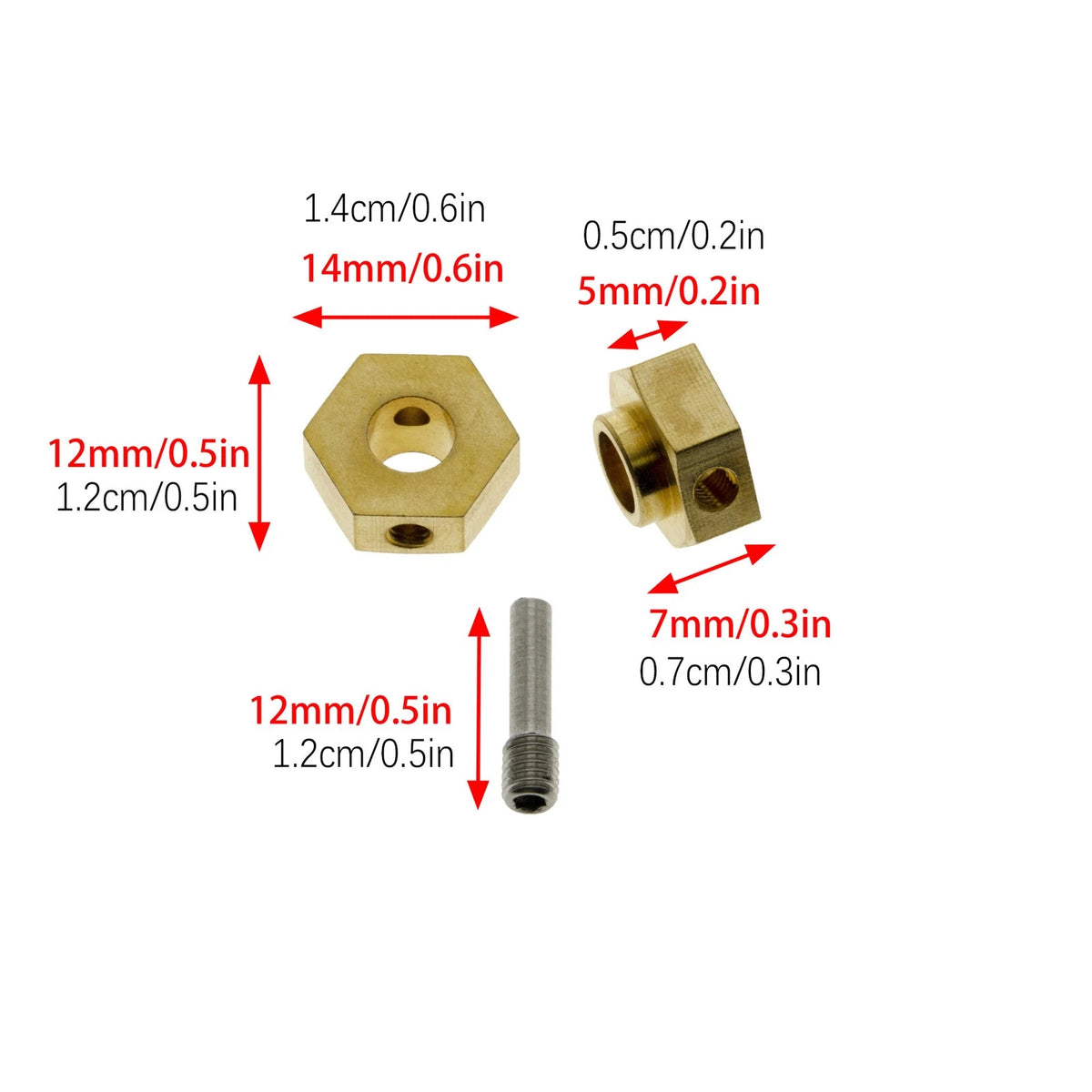 1:10 Metal 12mm Wheel Hex Extended Adapter for Axial SCX10 III (AXI03007)