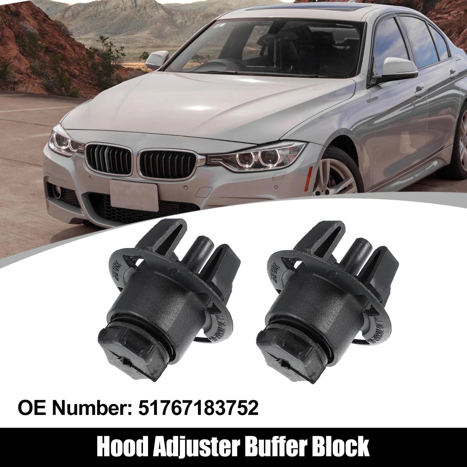 Bonnet Hood Adjuster Buffer Block Repair 2 Pcs for BMW (2009–2018)