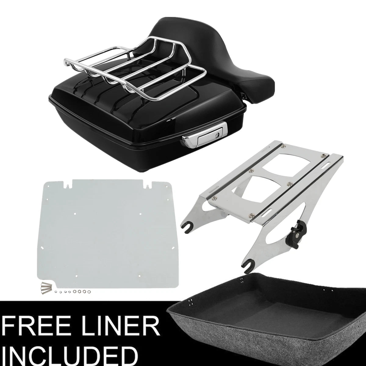 Chopped Trunk Backrest & Two-Up Rack for Harley Touring (2014–2025)