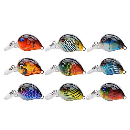 9PCS Fishing Lures 2g/3.3cm Minnow Baits & Floating Hooks