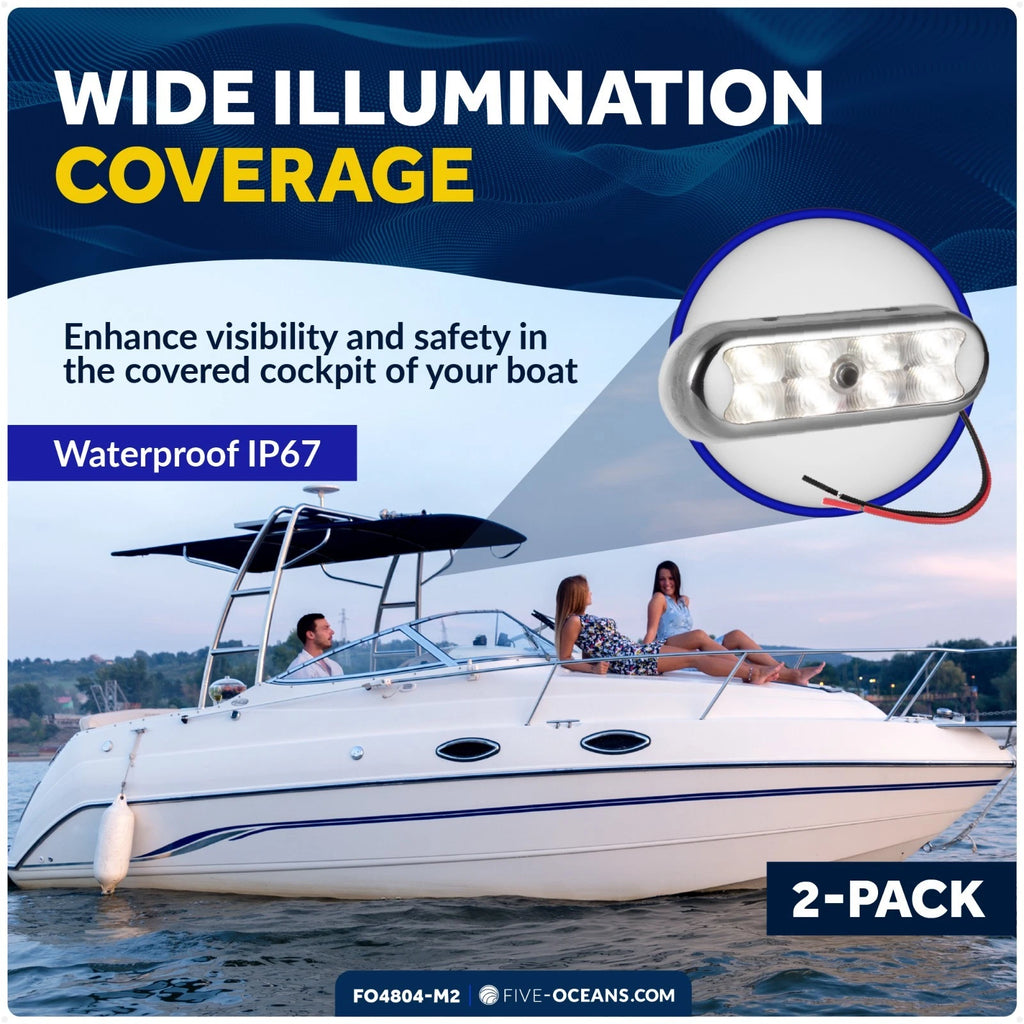 LED Bimini Top Light with Push On-Off Switch for Universal Use (2-Pack)