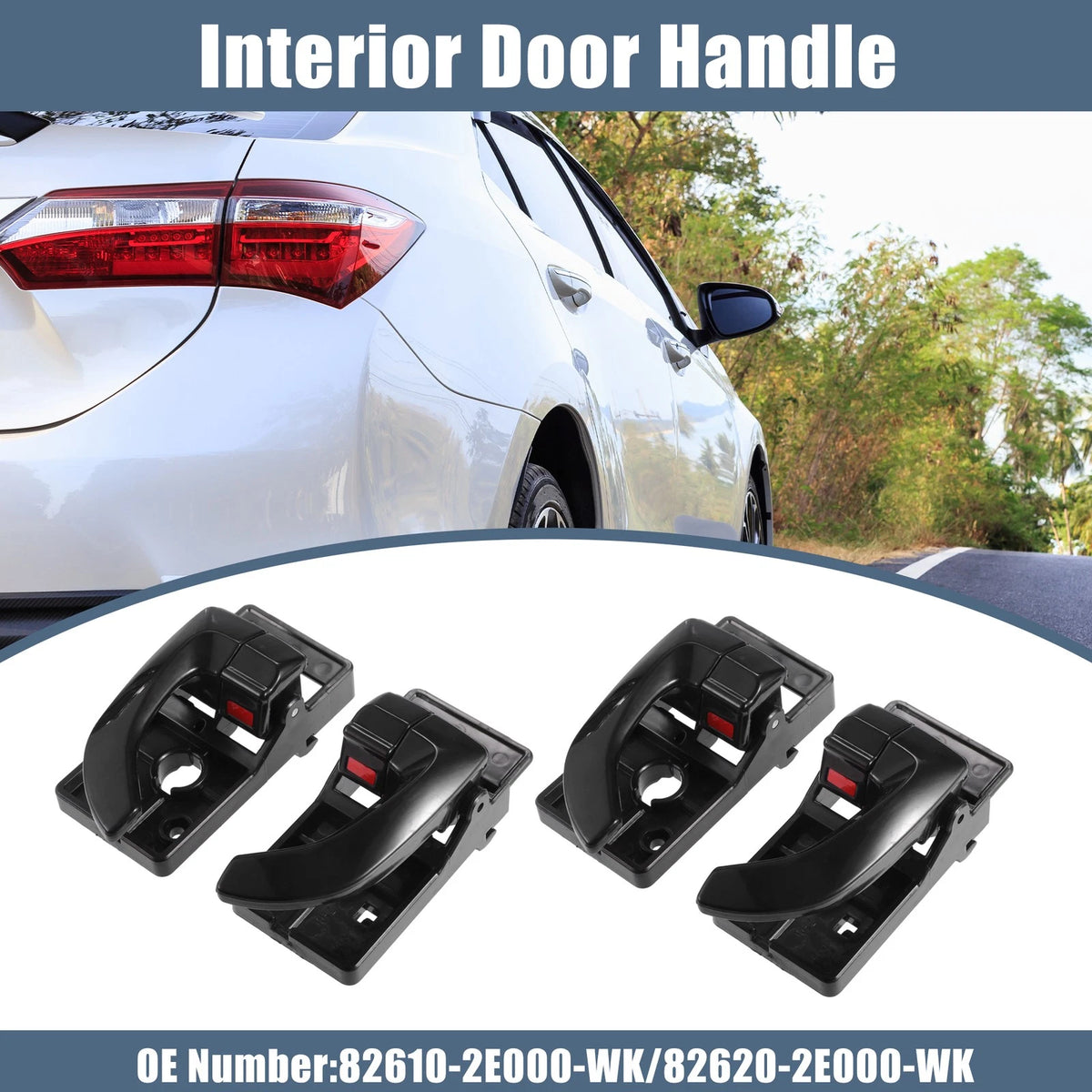 2 Pair Interior Door Handle Left Right Replacement for Hyundai Tucson (2005–2009)