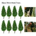80Pcs 7.8cm Model Trees for Train Railroad Scenery (Scale DIY)