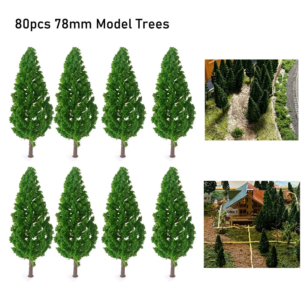80Pcs 7.8cm Model Trees for Train Railroad Scenery (Scale DIY)