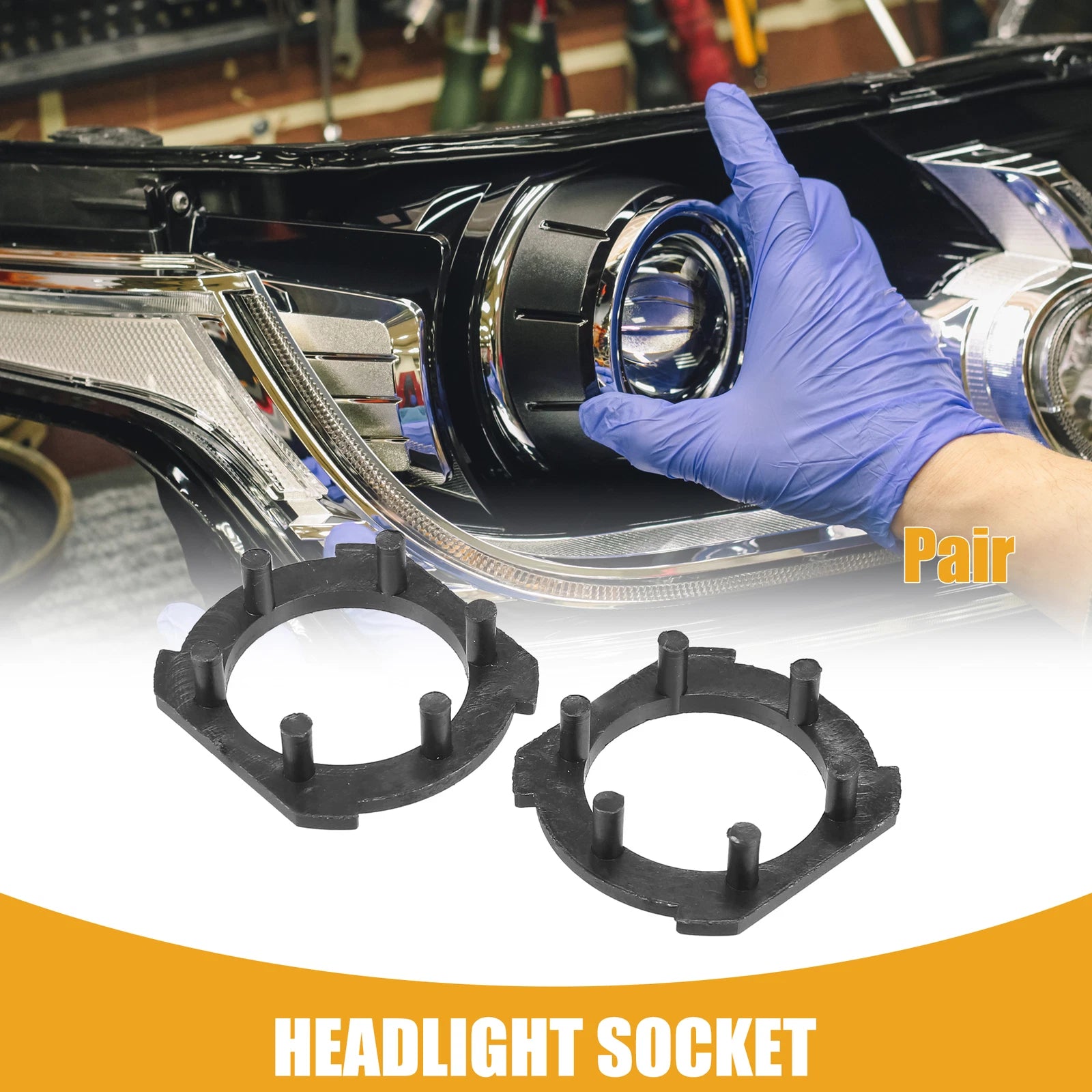 1 Pair LED Headlight Bulb Retainer Socket for Mazda 3 (2004–2013)