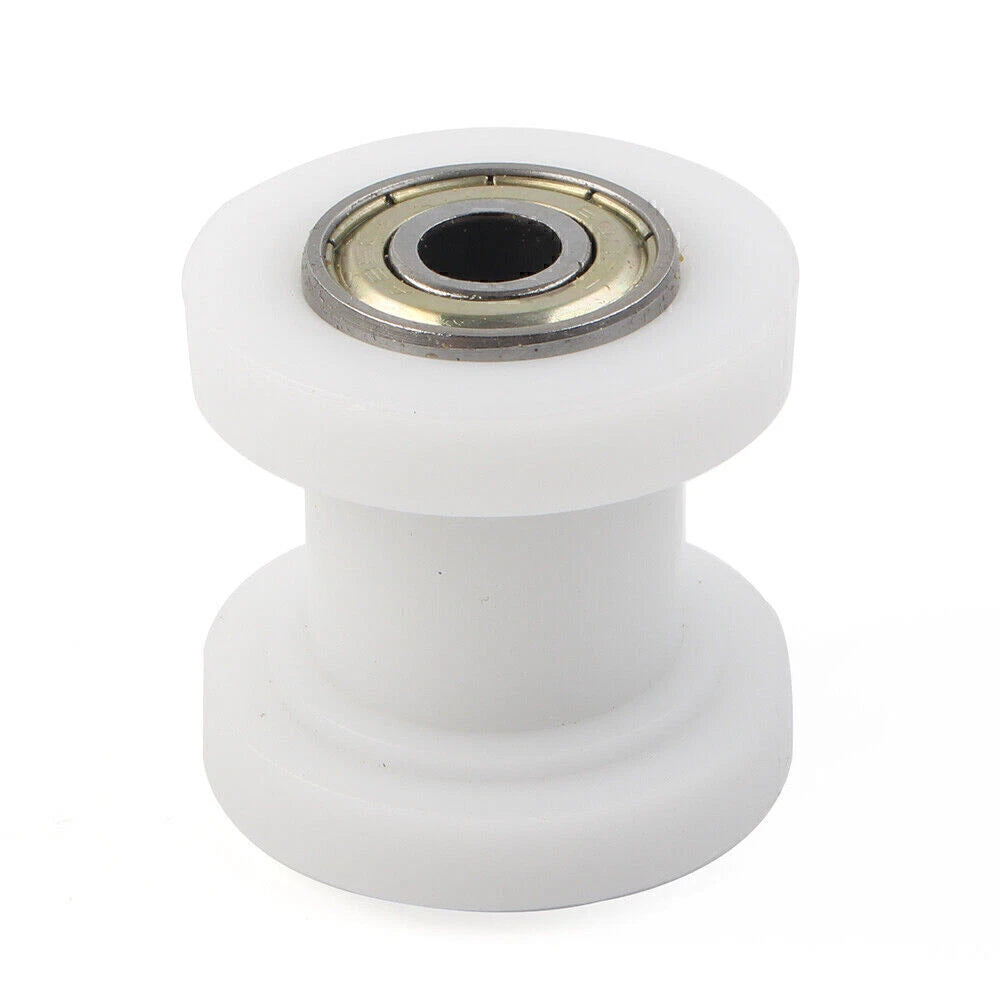 8mm Chain Roller Slider Tensioner Guide Pulley Dirt Pit White For Bike Motor