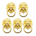 5X Golden Lion Head Pull Handle Ring Drawer Knob Hardware