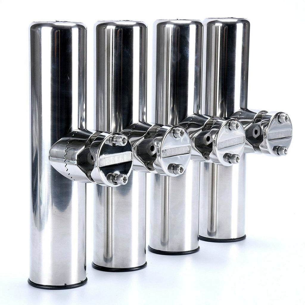 4X Adjustable Fishing Rod Holder for Rails 7/8" to 1" Stainless Steel
