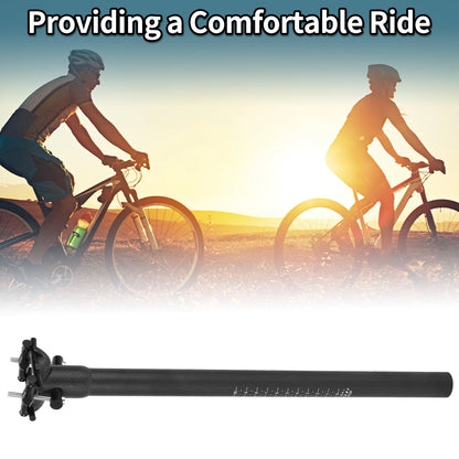 Bike Seat Post 25.4x400mm Replacement for Ultra Light Saddle Matte Black Carbon Fiber