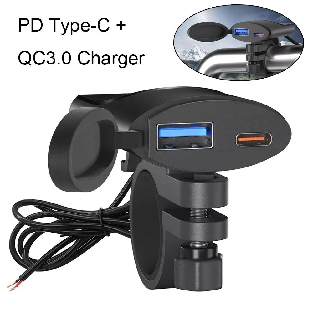 Dual USB Fast Charger Adapter for Motorcycle (12V-24V)
