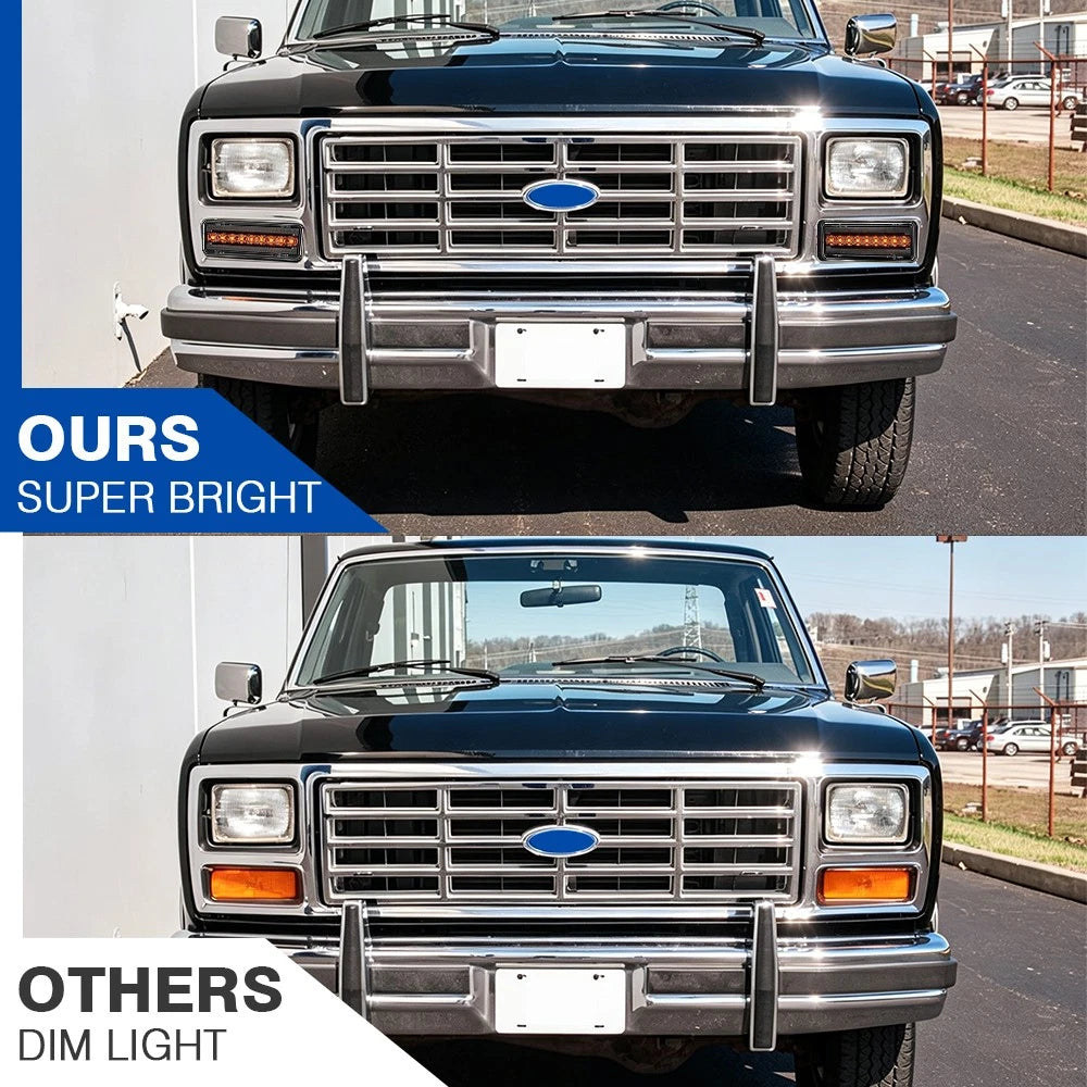 2X Switchback LED Clear Front Parking Signal Lights for Ford F100 F150 F250 F350